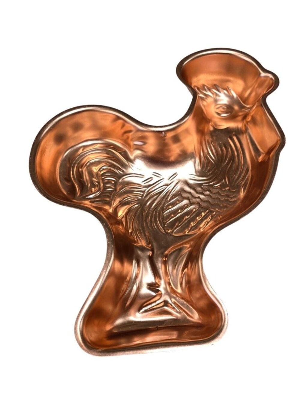 Vintage Copper Rooster-Shaped Baking Mold 3 1/2 Cup Capacity Kitchen Wall Decor